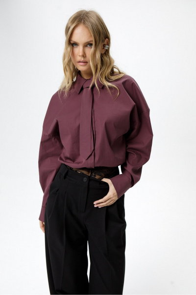 Брюки, рубашка PiRS 6478 марсала+черный - фото 5