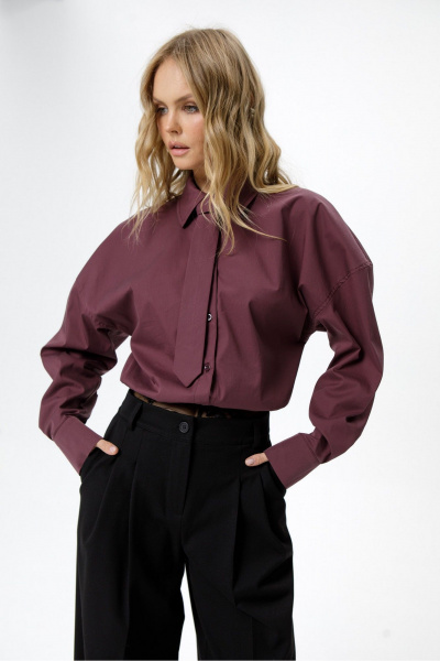 Брюки, рубашка PiRS 6478 марсала+черный - фото 4