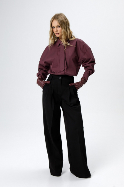 Брюки, рубашка PiRS 6478 марсала+черный - фото 2