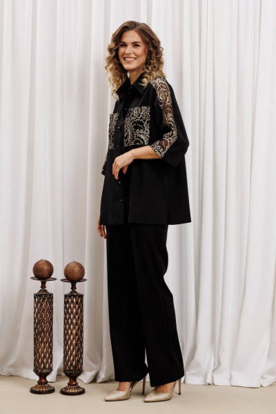 Блуза, брюки Gizart 5440 черный, золото - фото 4