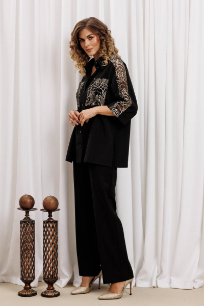 Блуза, брюки Gizart 5440 черный, золото - фото 3
