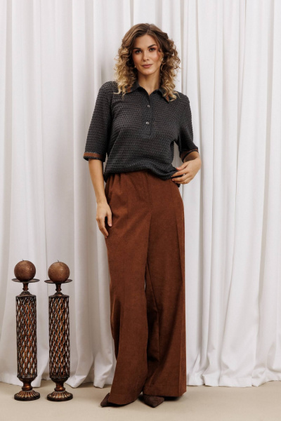 Брюки, джемпер Gizart 5441 серый, коричневый - фото 2