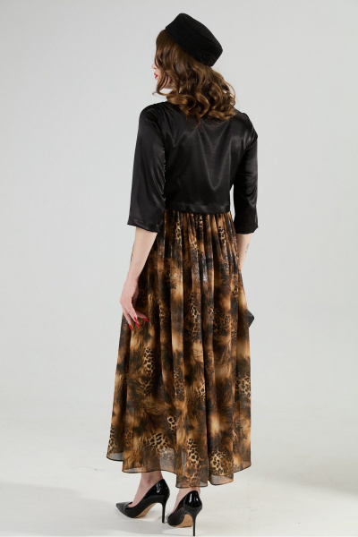 Платье NikVa 514-4 чёрный и кофейный леопард - фото 13