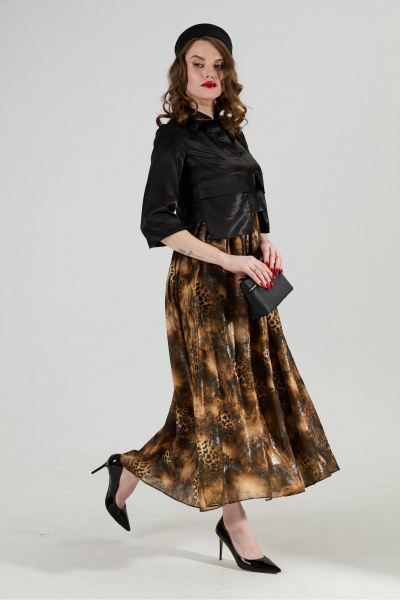 Платье NikVa 514-4 чёрный и кофейный леопард - фото 10