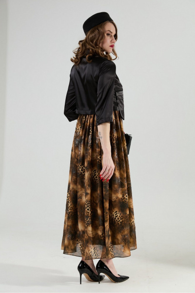 Платье NikVa 514-4 чёрный и кофейный леопард - фото 4