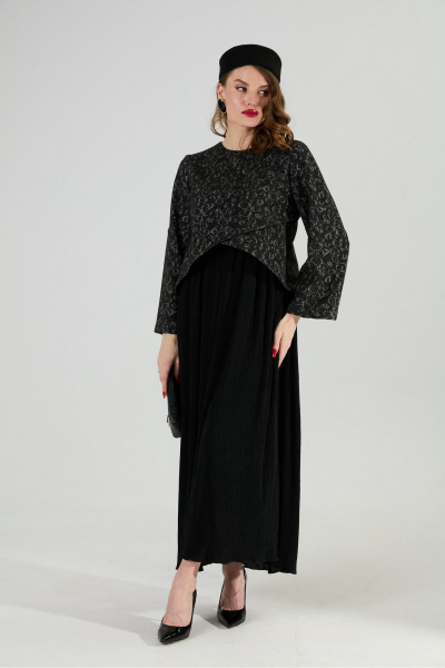 Платье NikVa 740-22 графитовая абстракция и чёрный - фото 4