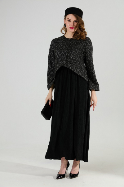 Платье NikVa 740-22 графитовая абстракция и чёрный - фото 2