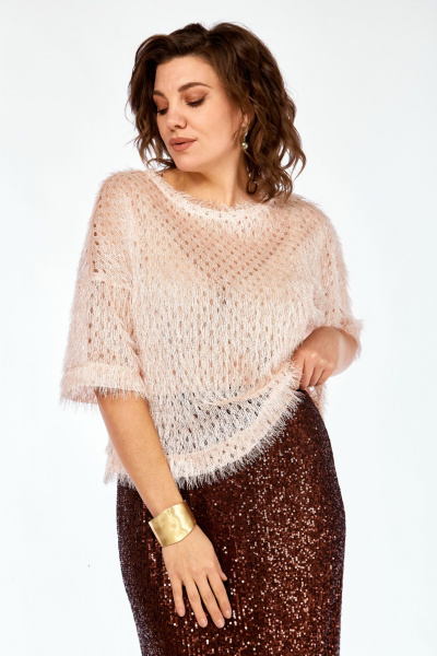 Блуза, юбка Ольга Стиль Л-413 персик-бронза - фото 5