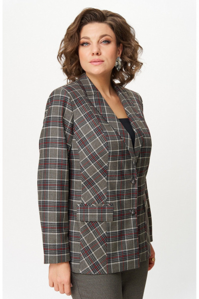 Брюки, жакет БелЭльСтиль 412-3_14_22+609-3_23_22 клетка красно-коричневая - фото 8