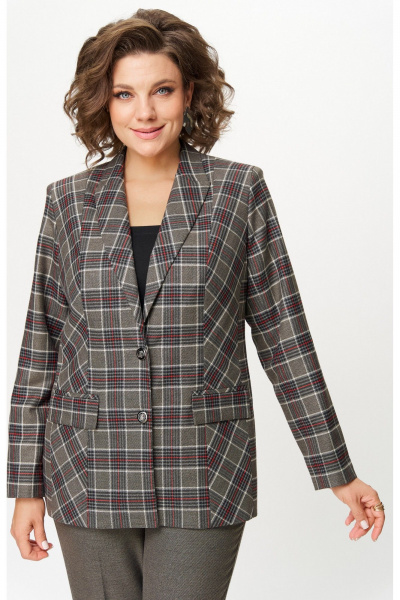 Брюки, жакет БелЭльСтиль 412-3_14_22+609-3_23_22 клетка красно-коричневая - фото 6