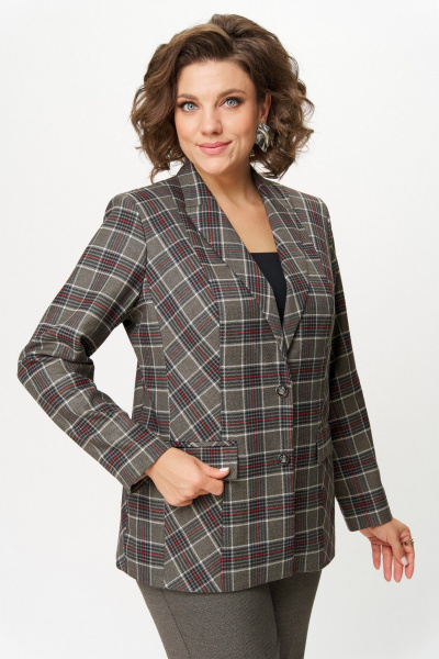 Брюки, жакет БелЭльСтиль 412-3_14_22+609-3_23_22 клетка красно-коричневая - фото 4
