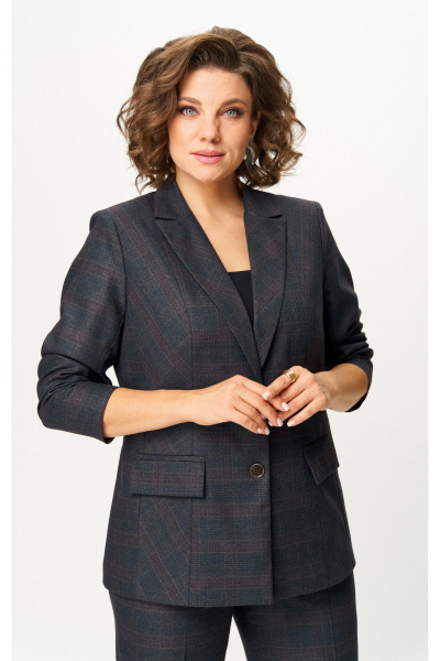 Брюки, жакет БелЭльСтиль 412-3_14_22+609-3_23_22 серо-коричневая клетка - фото 8