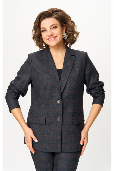 Брюки, жакет БелЭльСтиль 412-3_14_22+609-3_23_22 серо-коричневая клетка - фото 3