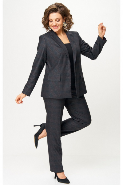 Брюки, жакет БелЭльСтиль 412-3_14_22+609-3_23_22 серо-коричневая клетка - фото 7