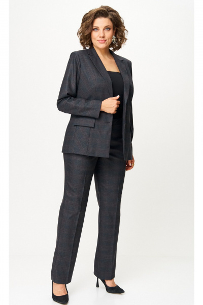 Брюки, жакет БелЭльСтиль 412-3_14_22+609-3_23_22 серо-коричневая клетка - фото 6