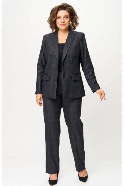 Брюки, жакет БелЭльСтиль 412-3_14_22+609-3_23_22 серо-коричневая клетка - фото 1