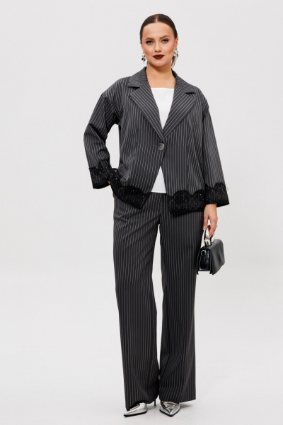 Блуза, брюки, жакет Mubliz 306 графит_полоска - фото 2