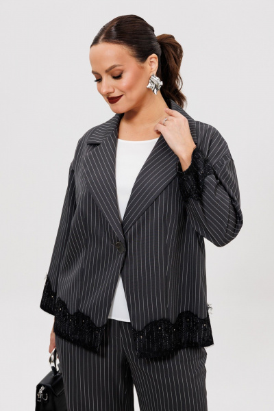 Блуза, брюки, жакет Mubliz 306 графит_полоска - фото 10