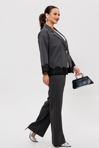 Блуза, брюки, жакет Mubliz 306 графит_полоска - фото 4