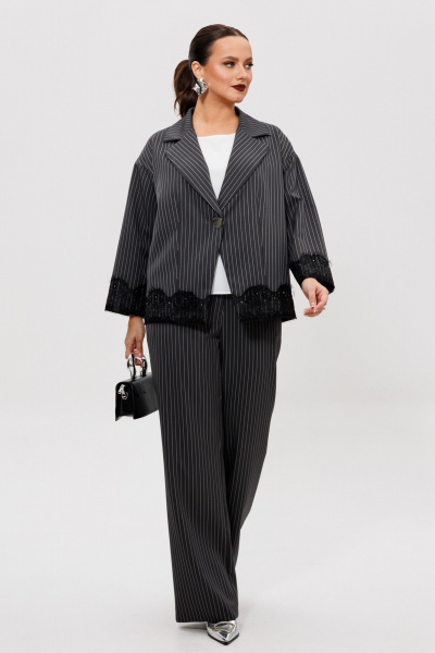Блуза, брюки, жакет Mubliz 306 графит_полоска - фото 1