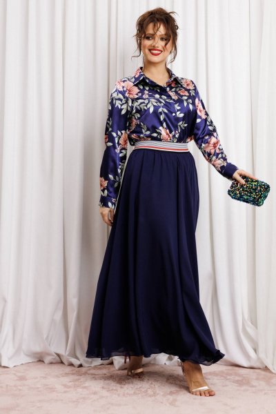 Блуза, юбка Anastasia 1313 темно-синий - фото 2