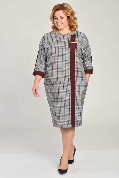Платье Lady Style Classic 1550 серый+бордо - фото 1