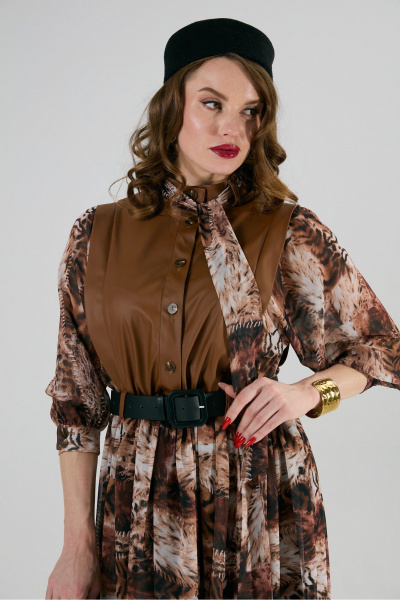 Платье NikVa 1010-1 шоколад_тигровая_абстракция - фото 8