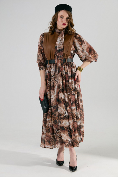 Платье NikVa 1010-1 шоколад_тигровая_абстракция - фото 7