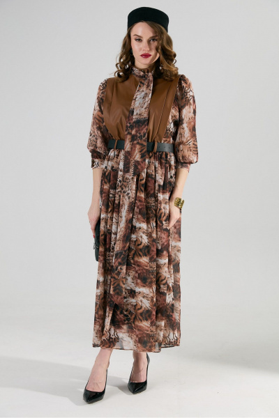 Платье NikVa 1010-1 шоколад_тигровая_абстракция - фото 6