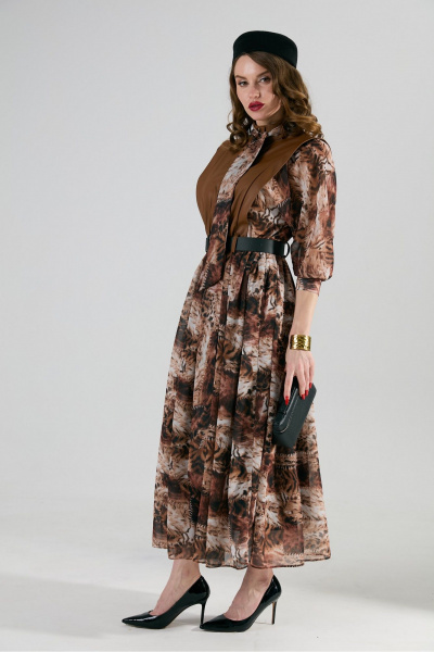 Платье NikVa 1010-1 шоколад_тигровая_абстракция - фото 4