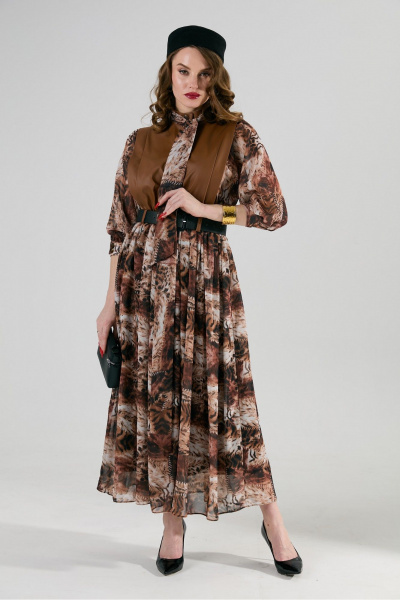 Платье NikVa 1010-1 шоколад_тигровая_абстракция - фото 3