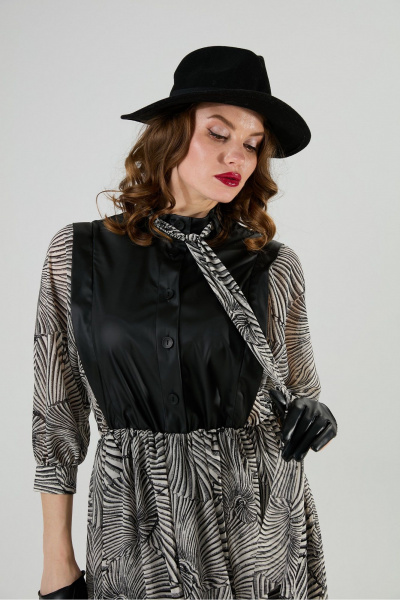 Платье NikVa 1010-1а чёрный/чёрно-белые_ракушки - фото 9