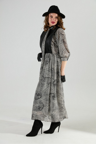 Платье NikVa 1010-1а чёрный/чёрно-белые_ракушки - фото 6