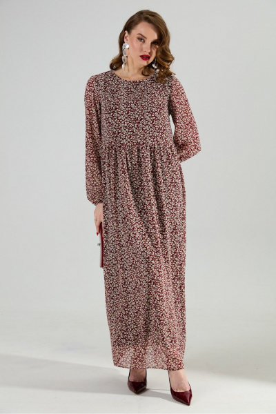 Платье NikVa 801-9 листья_бургунди - фото 9
