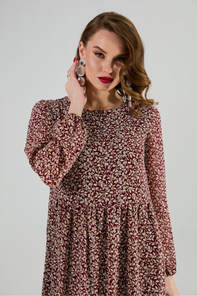 Платье NikVa 801-9 листья_бургунди - фото 6