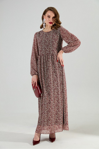 Платье NikVa 801-9 листья_бургунди - фото 4