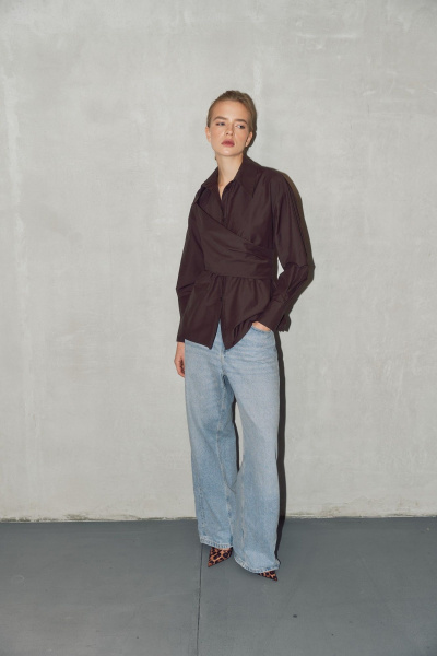 Рубашка THE VERY 2436 горький-шоколад - фото 4