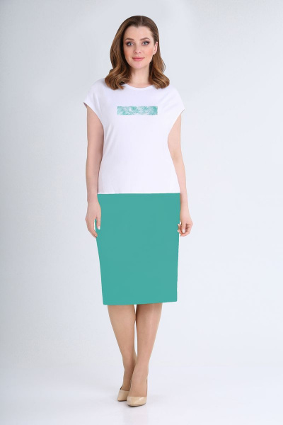 Блуза, жакет, юбка VOLNA 1193 бирюзово-зеленый - фото 4