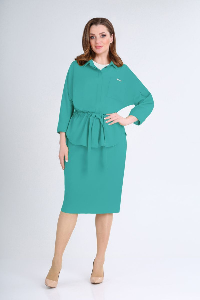 Блуза, жакет, юбка VOLNA 1193 бирюзово-зеленый - фото 1