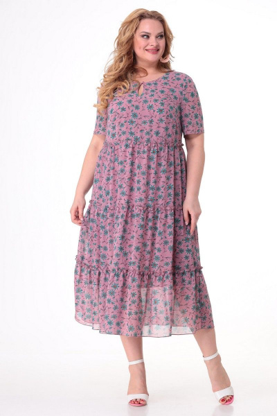 Платье Кэтисбел 1551 розовый_цветы - фото 1