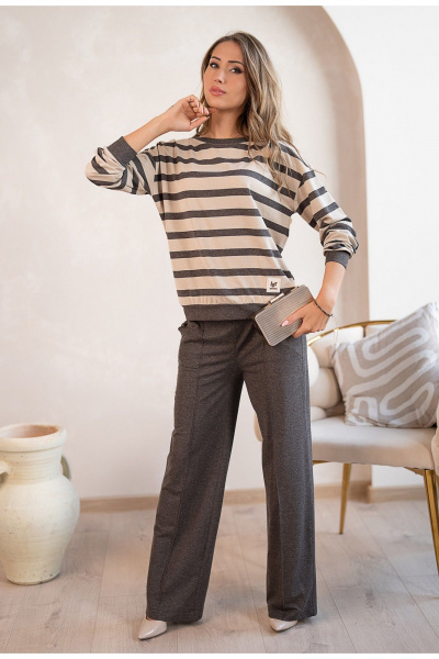 Джемпер Nika.PL 0304703 полоска_бежевый - фото 2