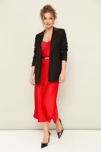 Демисезонный комплект жакет и платье с ремнем из текстиля PUR PUR 11-023/5 - фото 3