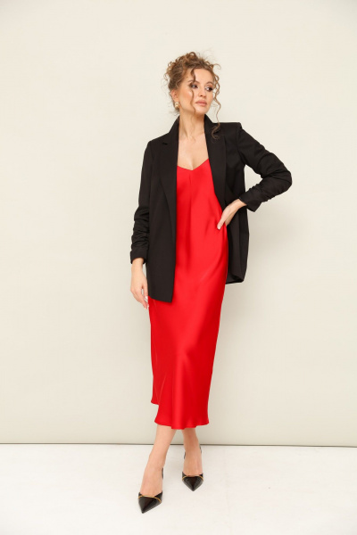 Демисезонный комплект жакет и платье с ремнем из текстиля PUR PUR 11-023/5 - фото 2