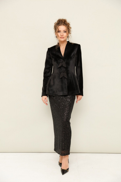 Юбка из пайеток с поясом на резинке и прямым силуэтом PUR PUR 11-255/1 - фото 1