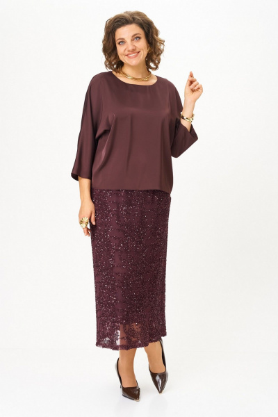 Блуза, юбка Koketka i K 1334 бордовый - фото 2