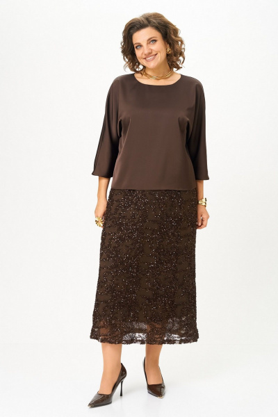 Блуза, юбка Koketka i K 1334 коричневый - фото 2