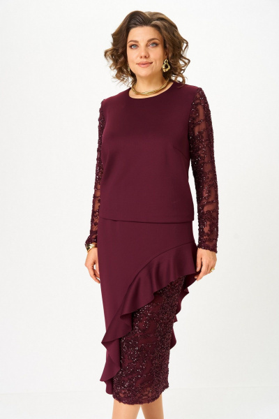 Блуза, юбка Koketka i K 1336 бордовый - фото 6