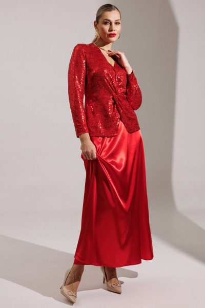 Жакет, юбка Мода Юрс 25-2881 красный - фото 2