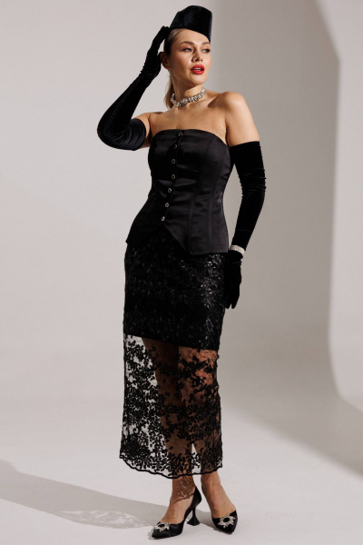 Юбка Мода Юрс 25-2946 черный_new print - фото 2