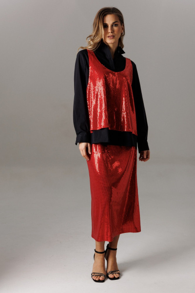 Блуза, футболка, юбка Ларс Стиль 1191 черный-красный - фото 5